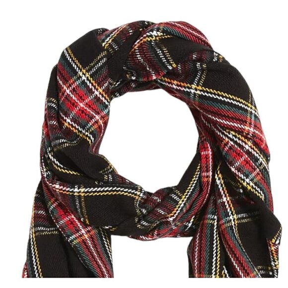 J. Crew Huge Oversized Red Tartan Plaid Scarf Wrap Cape - Picture 2 of 4